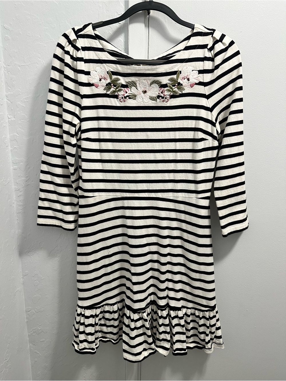 kate spade Black and White Striped Knit Top with Gold Logo